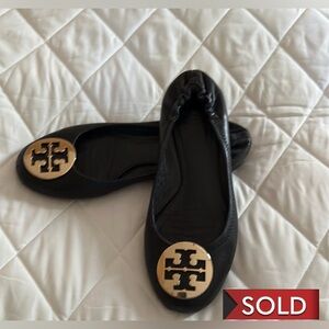Tory Burch Classic Reva Ballet black w/Gold HW